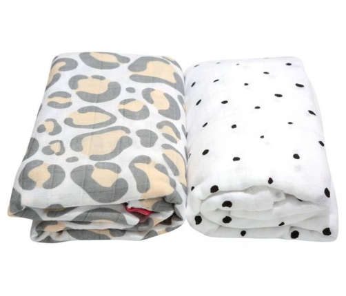 Motherhood Otulacze Muślinowe Bawełniane 85x110 cm Pre-Washed Ocelot Łososiowy 2 szt