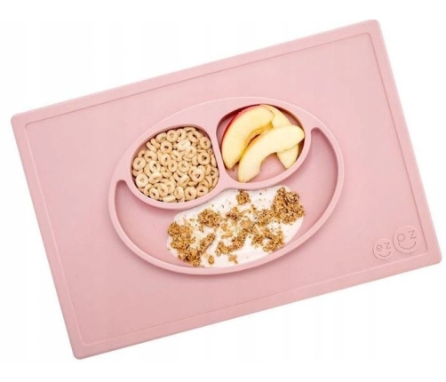 EZPZ Happy Mat Silikonowy Talerzyk z Podkładką 2w1 Pastelowy Róż