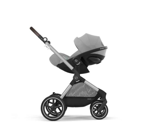 Cybex Eos Lux Wózek Głęboko-Spacerowy Rama Silver Stone Grey + Cybex Cloud G I - Size Fotelik Samochodowy Ocean Blue Plus + Adaptery + Baza