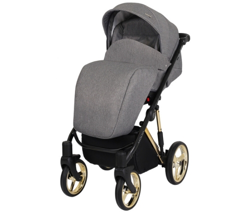 Kunert Molto Premium Wózek Głęboko-Spacerowy 2w1 Grafit Jeans Złota Rama Koła Żelowe