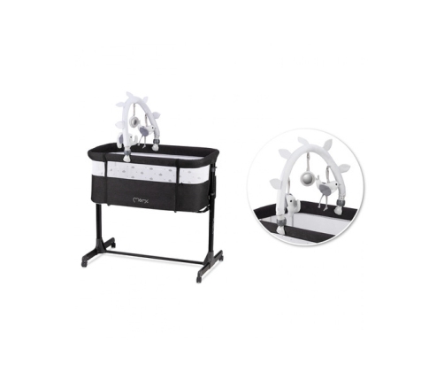 MoMi Revo Łóżeczko Dostawne 2w1 Ciemnoszare + Torba Transportowa