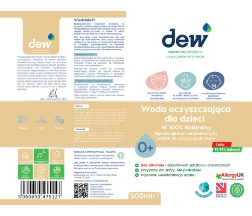 Dew Woda Oczyszczająca dla Dzieci 500ml