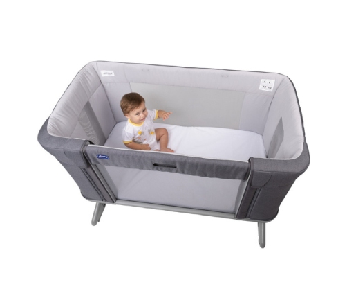 Chicco Next2Me Forever Łóżeczko Dostawne 3w1 do 22kg Slate Grey + Prześcieradło 2szt Pink Pois