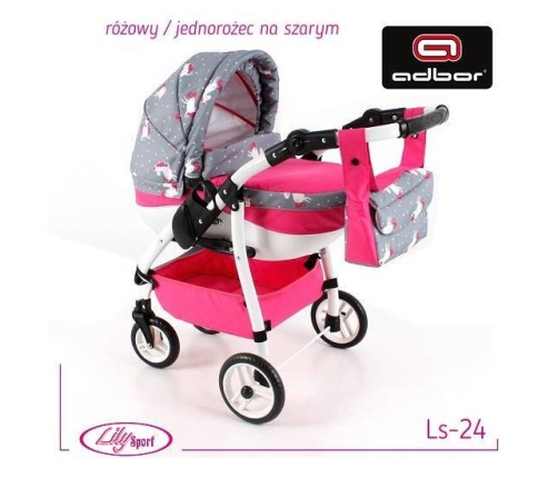 Adbor Lily Sport Wózek dla Lalek SzaryJednorożec Ls-24