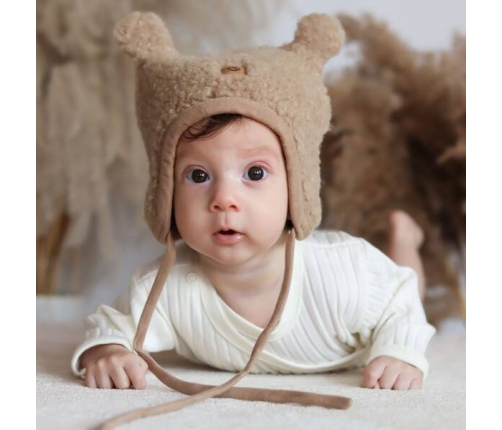 Zaffiro Czapeczka Violet 100% wełna - Baranek S (0-6m) Brown