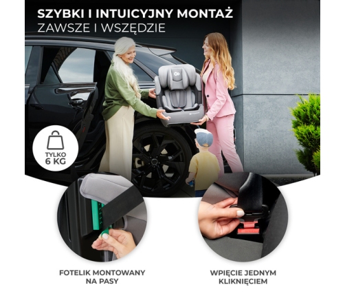 Kinderkraft Comfort Up I-Size Fotelik Samochodowy 9-36 kg Szary
