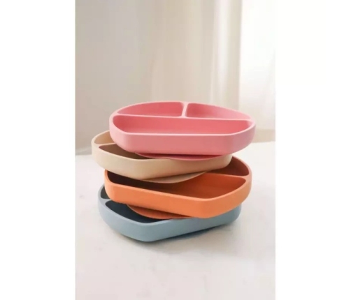 MYROYS Silikonowy Talerzyk ze Sztućcami Brązowy