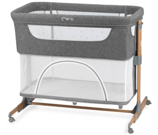 MoMi Smart Bed Łóżeczko Dostawne Kojec 4w1 Grey + Torba Transportowa