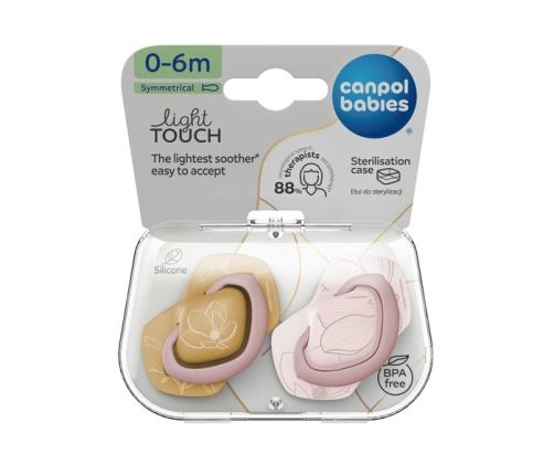 Canpol Babies Silikonowy Smoczek Symetryczny Light Touch Gold 18msc 2 szt 22/666_pin