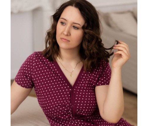 Eevi Mary Koszula Ciążowa Bordowa w Serca Rozmiar S