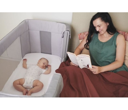 Chicco Next2Me Forever Łóżeczko Dostawne 3w1 do 22kg Moon Grey + Prześcieradło 2szt Pink Pois