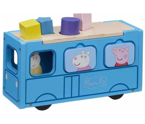 Attīstošā rotaļlieta-sortieris Pepas sivēna skolas Autobus Peppa Pig Wooden School Bus