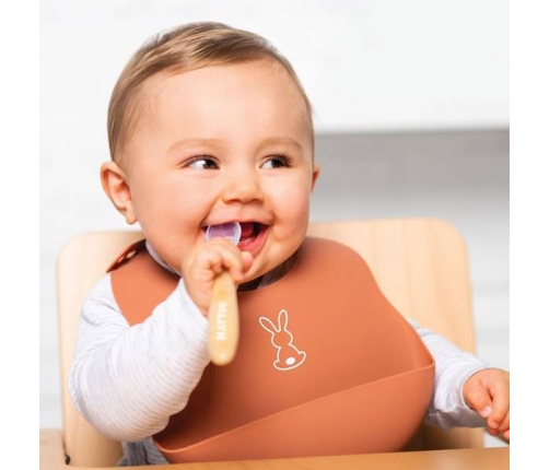 Nattou Śliniak Silikonowy z Zapięciem, bez BPA Terakota