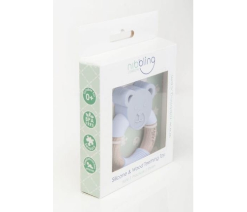 Nibbling Gryzak Drewniany Miś Szary