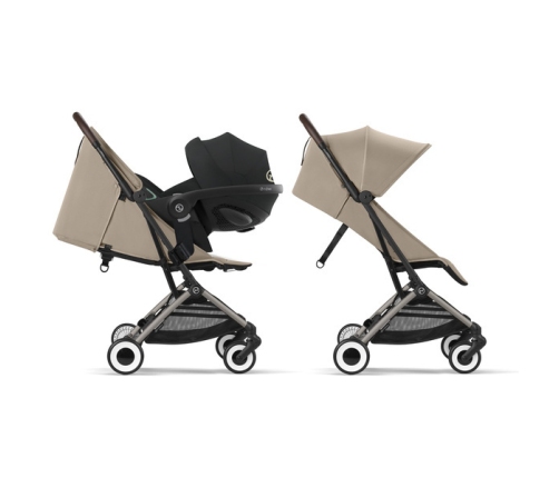 Cybex Orfeo Almond Beige/Taupe  Pastaigu rati + Guļammaiss Cybex Snogga 2