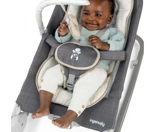 Ingenuity Happy Belly Rock-to-Bounce Parker Grey Šūpuļkrēsliņš