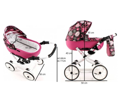 Adbor Viki Wózek dla Lalek Kwiatki Vi-01