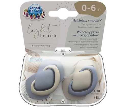 Canpol Babies Smoczek Silikonowy 0-6m Symetryczny Pure Color 2szt. 22/655 Blue