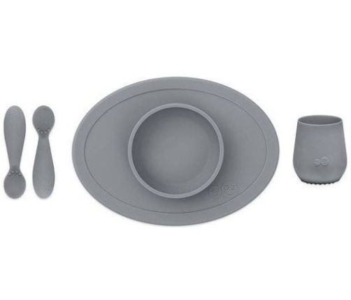 EZPZ Komplet Pierwszych Naczyń Silikonowych First Foods Set Szary