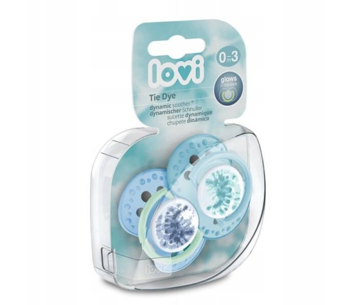 Lovi Smoczek Silikonowy Dynamiczny 6-18m 2 szt Tie Dye Blue 22/919boy