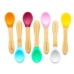 Ecorascals Zestaw 3 Łyżeczek Bambusowych z Silikonową Nakładką  Czerwona Różowa Pomarańczowa