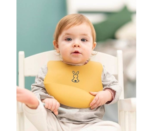 Nattou Śliniak Silikonowy z Zapięciem, bez BPA Ochra