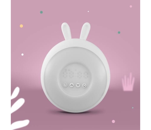 MARY'S Budzik z Lampką Nocną Led Rgb Biały Królik