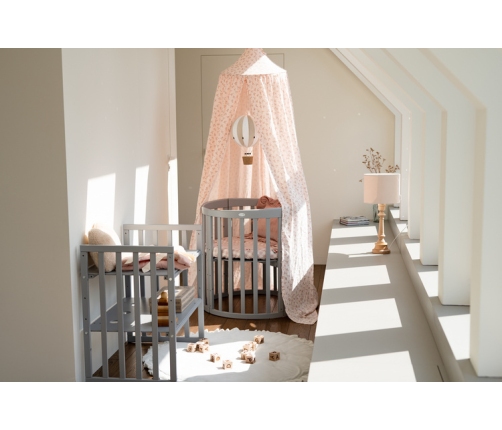 Waldin Łóżeczko Dziecięce Owalne 7w1 z Materacem Szare