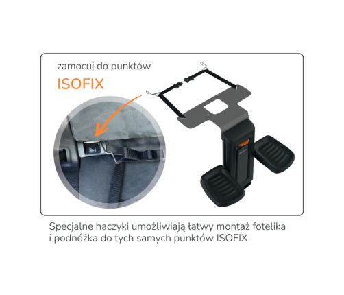 Okiday Stópołapki Podnóżek do Dziecięcych Fotelików Samochodowych Pomarańczowy