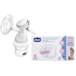 Chicco Natural Feeling  Laktator Manualny + Wkładki Laktacyjne 60 szt.