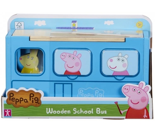 Attīstošā rotaļlieta-sortieris Pepas sivēna skolas Autobus Peppa Pig Wooden School Bus