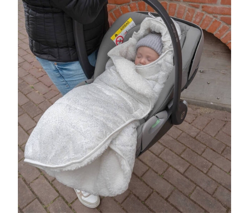 Lodger Wodoodporny Wielofunkcyjny Otulacz z Polarowym Wnętrzem Jasnobeżowy Szary Taslon Drizzle