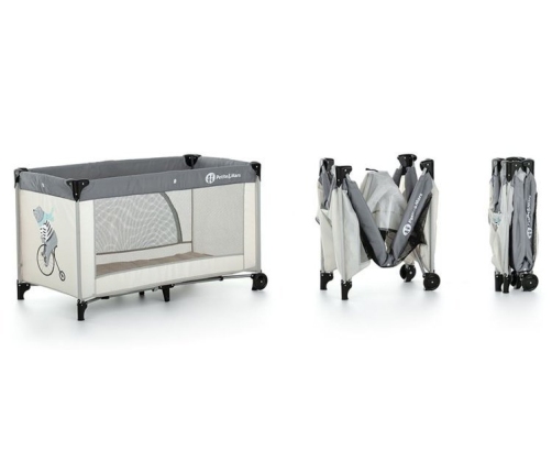 Petite&Mars Nyja Łóżeczko Turystyczne z Torbą Do Przenoszenia Teddy Biker Grey​