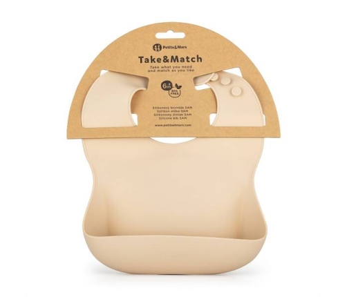 Petite&Mars Silikonowy Śliniak Take&Match 6m+ Desert Sand