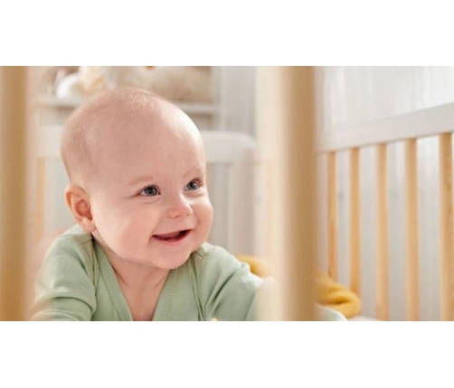 Kinderkraft Lunky XL Łóżeczko Drewniane Barierka Grey