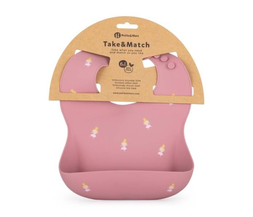Petite&Mars Silikonowy Śliniak Take&Match 6m+ Rose Princesses
