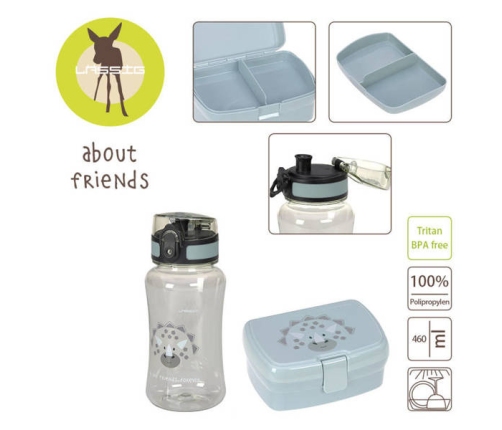 Lassig Zestaw Na Lunch Lunchbox + Butelka Tritanowa Bidon 460ml About Friends Dinozaur