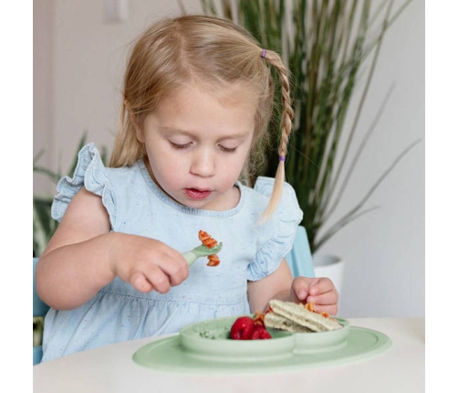 EZPZ Komplet Silikonowych Sztućców Mini Utensils Pastelowa Zieleń