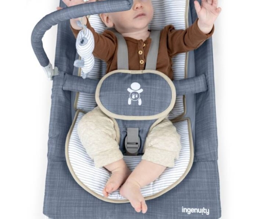 Ingenuity Happy Belly Rock-to-Bounce Parker Blue Шезлонг
