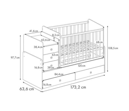 ATB Wielofunkcyjne Łóżeczko 4w1 Smart
