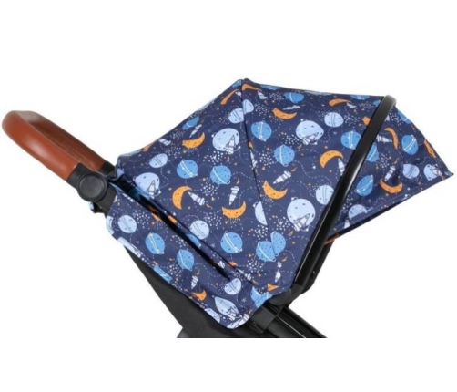 Petite&Mars Stelaż Wózka Spacerowego Street+ RWS Black + Budka Do Wózka Koła Gumowe Cosmos