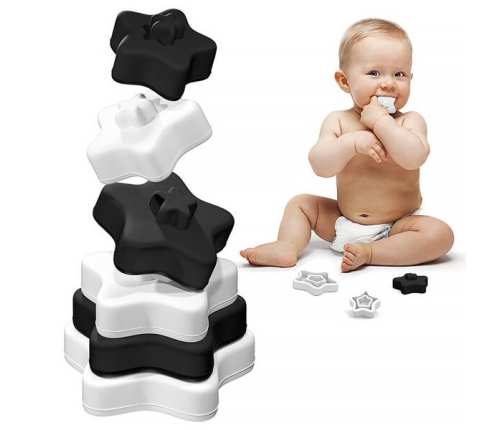 Baby in World Wieża Silikonowa Gwiazdy Black and White