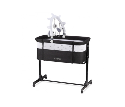 MoMi Revo Łóżeczko Dostawne 2w1 Ciemnoszare + Torba Transportowa