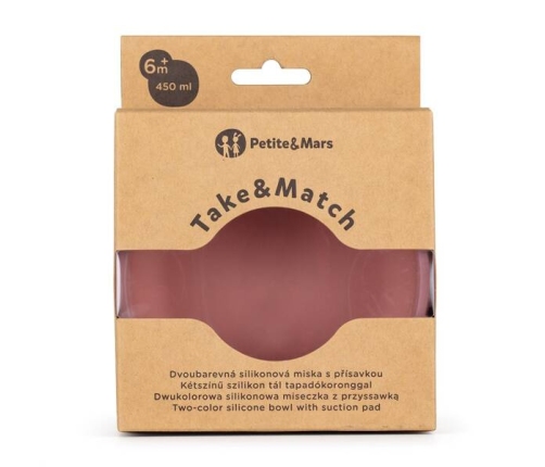 Petite&Mars Dwukolorowa Miseczka Take&Match 6m+ Dusty Rose