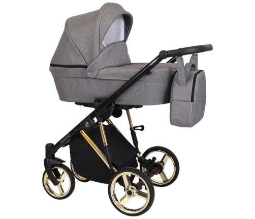Kunert Molto Premium Wózek Głęboko-Spacerowy 2w1 Grafit Jeans Złota Rama Koła Żelowe