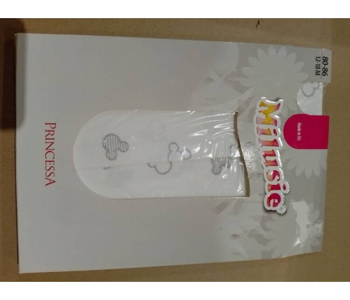 Milusie Rajstopy Białe Brokatowa Myszka Miki 80-86