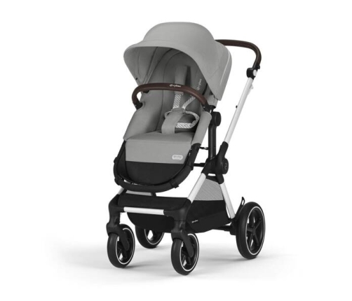 Cybex Eos Lux Wózek Głęboko-Spacerowy Rama Silver Stone Grey+ Aton B2 i-Size Fotelik 0-13kg + Baza One Volcano Black