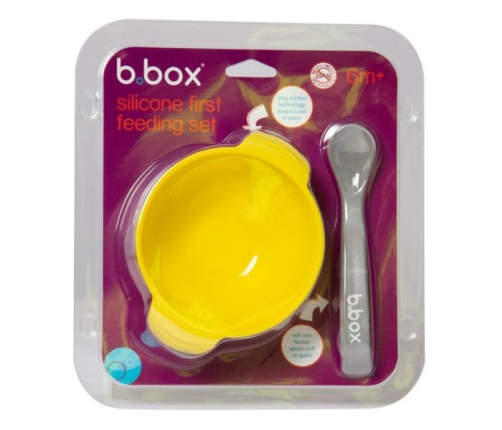 B.Box Silikonowa Miseczka Z Łyżką Lemon Sherbet