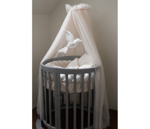 Waldin Tiulowy Baldachim Do Łóżeczka + Stelaż Na Baldachim Champagne