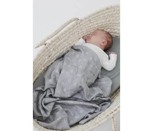 Piapimo SleepSweet Prześcieradło Do Wózka z Haftem 80 x 40 cm Szare